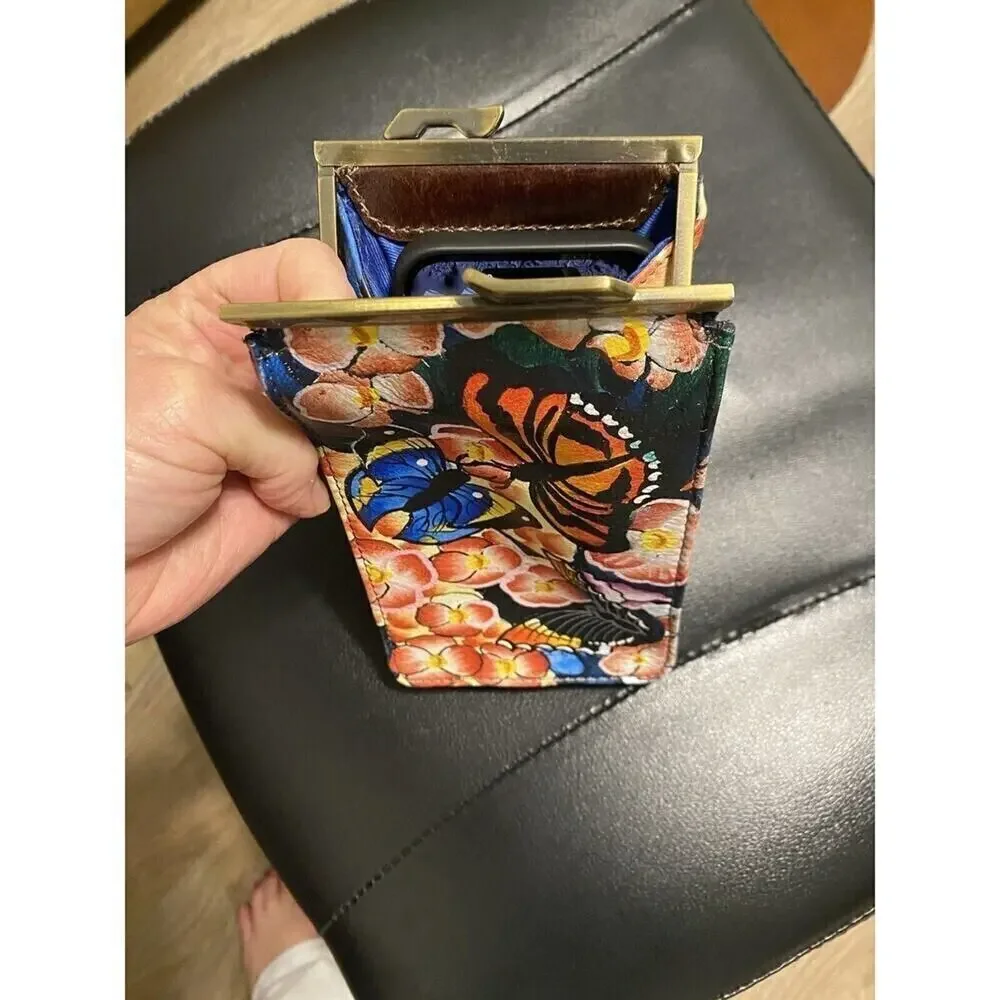 Sharif Butterfly Flower Phone Case Hand Painted Artistic Expressions Leather